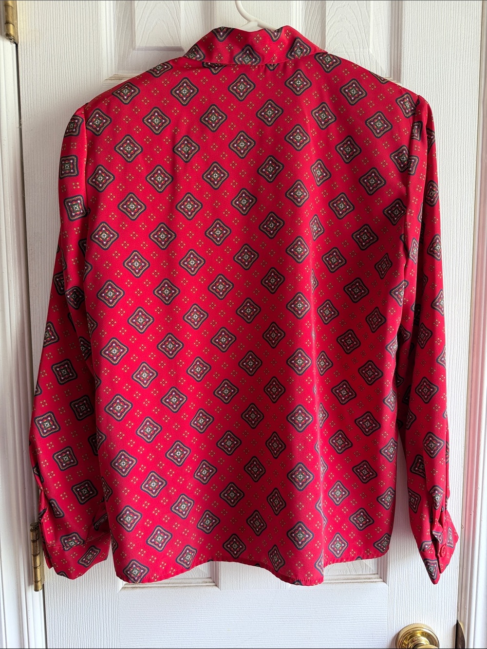 Leslie Fay Vintage Red Geometric Lightweight Shirt Jacket - Picture 3 of 11